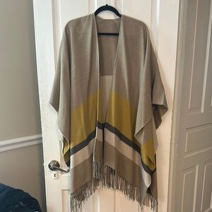 Cabi-Striped Fringe Open Poncho